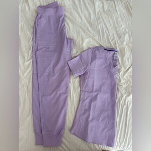 White Cross Lavender Jogger Scrub Set